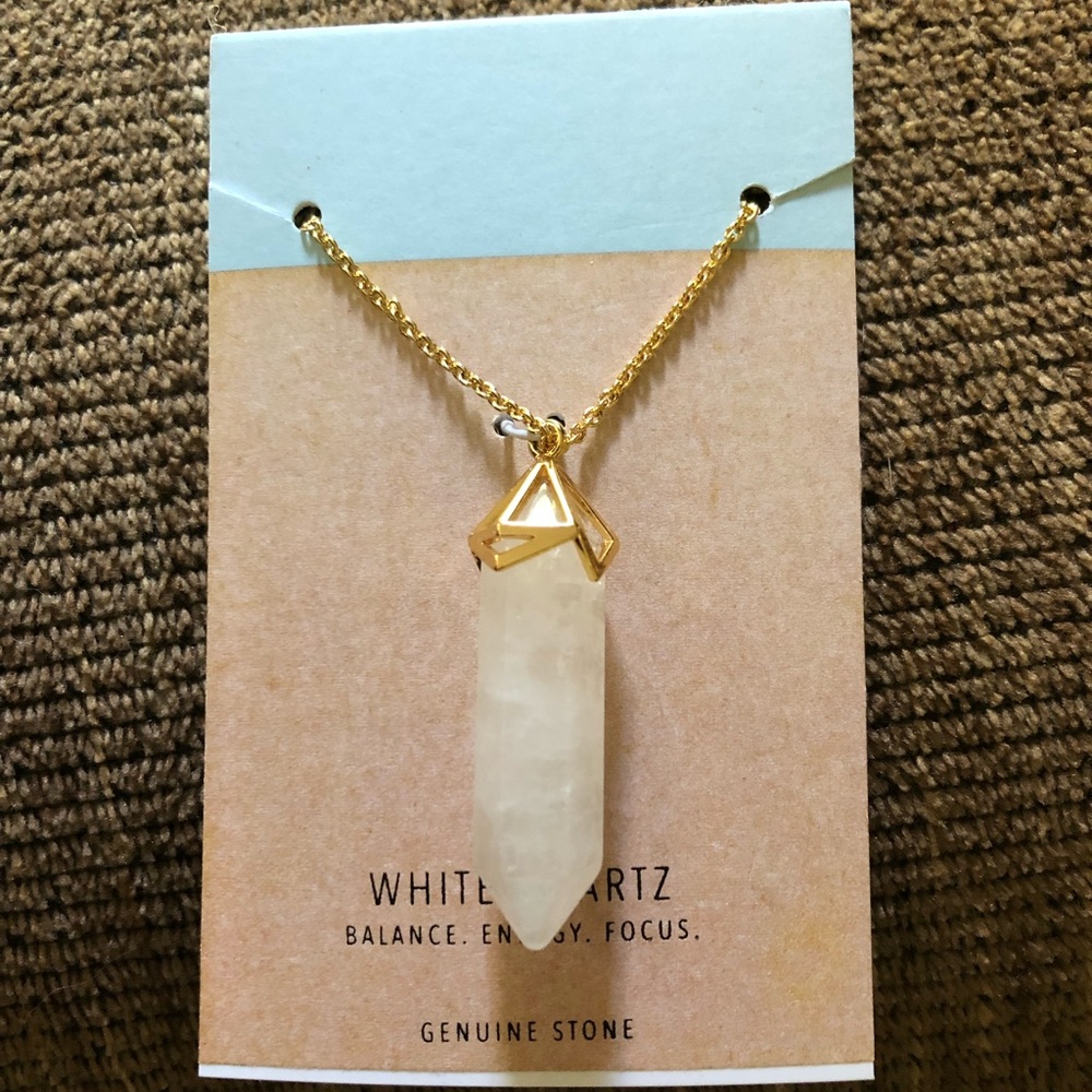 Gorgeous white quartz 34 inch chain necklace